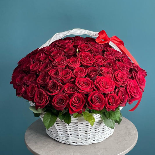 101 PREMIUM RED ROSES BASKET